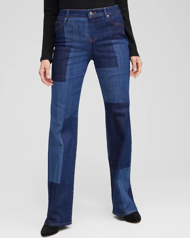 Girlfriend Laser Patch Flare Jeans - image 1